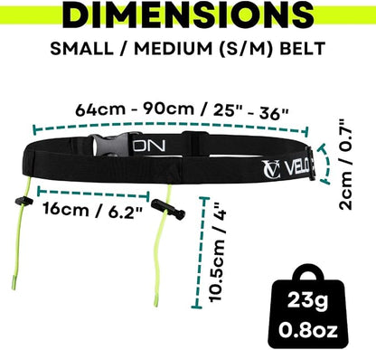 VeloChampion Lightweight Running Belt Waist Pack for Men Women - Elasticated Stretch Fit Race Number Holder - No Pins - 3 Sizes - Run. Triathlon. Cycle. Marathon. Jogging (1, Medium)