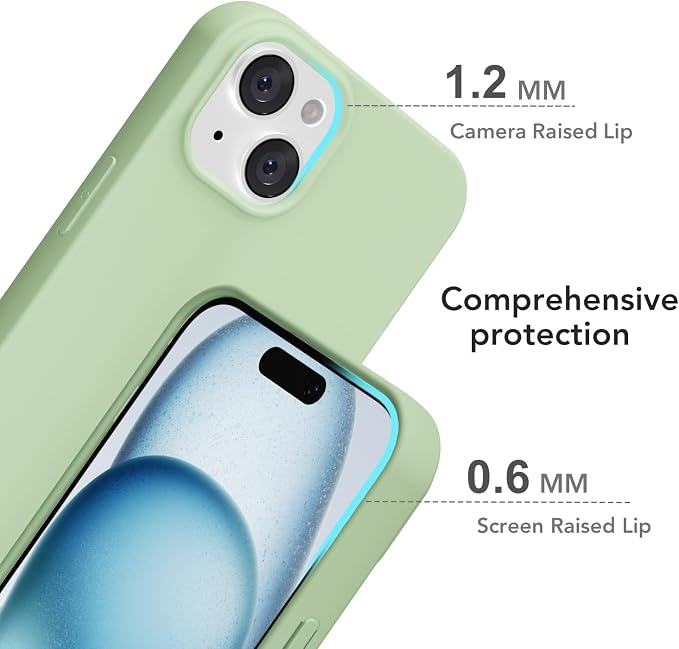 for iPhone 15 Plus/ 14 Plus Case Silicone Compatible with Magsafe Case, Ultra Slim Thin Magnetic Phone Cases Mag Safe, Cute Soft Rubber Gel Matte Wireless Charging Cover for Women, Sage Green