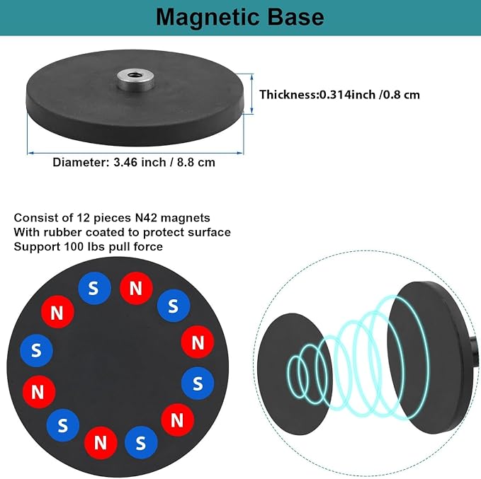 Gym Magnetic Phone Holder,Strong Magnetic Base Metal Ball Joint,Phone Holder Gym Accessories for Men Women,for Fridges/Motorcycle Tank/Motor Vehicle,Adjustable Clip Fit for 3.5~7.5 inch Smartphones