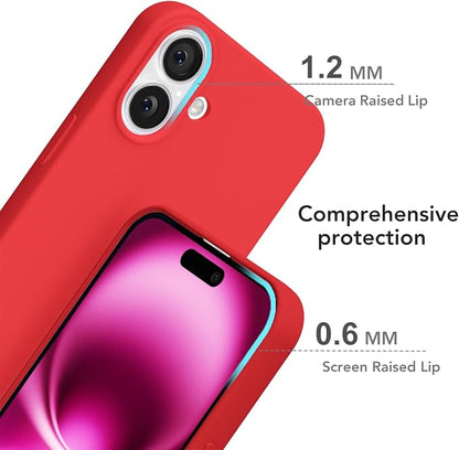for iPhone 16 Plus Case Silicone Compatible with Magsafe Case, Ultra Slim Thin Magnetic Phone Cases Mag Safe, Cute Soft Rubber Gel TPU Matte Plain Wireless Charging Cover for Women, Red