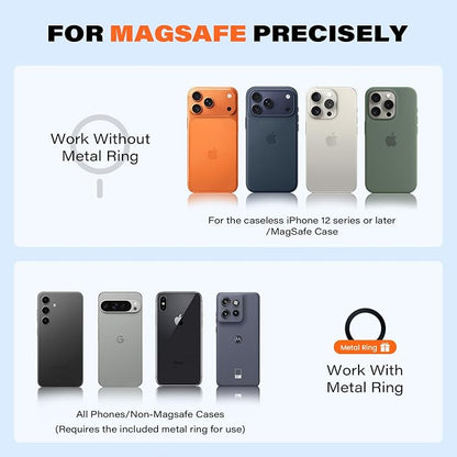 APPS2Car for MagSafe Car Mount【Upgraded 20xN55 Magnets】 Strong Magnetic Phone Holder, Suction Cup Stand for Dashboard Windshield, Adjustable Telescopic Arm, Fit for iPhone 17 16 15 14 13 12 Android