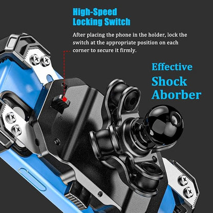 LOKTENWO Anti-Theft UTV Phone Mount with Vibration Dampener, Adjustable UTV Cellphone Holder Fit on 1.5''/1.65''/1.75''/1.85'' Roll Cage Bar, for 5.4''-7'' Smartphone