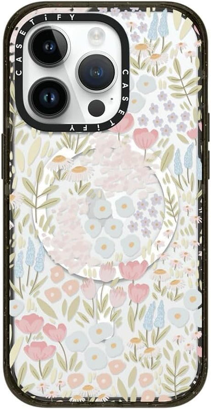 CASETiFY Impact iPhone 14 Pro Case [4X Military Grade Drop Tested / 8.2ft Drop Protection/Compatible with Magsafe] - Eleanor by Ivory Paper Co - Clear Black