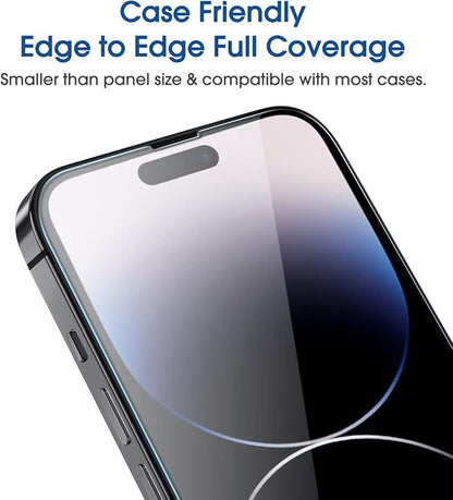 amFilm 2 Pack Tempered Glass Screen Protector + Camera Lens Protector for iPhone 14 Pro Max 6.7 Inch. Easy OneTouch Installation, Auto-Alignment, Bubble Free, Case Friendly, Anti-Scratch