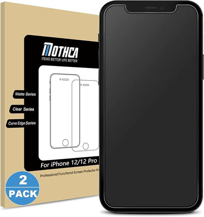 Mothca 2 Pack Matte Glass Screen Protector for iPhone 12 Pro/12 Anti-Glare & Anti-Fingerprint Tempered Glass Clear Film Case Friendly Bubble Free for iPhone 12/12 Pro 6.1-inch (2020)-Smooth as Silk