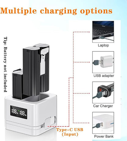 Upgraded,1Pack Batteries Charger,A Charger Compatible with Ring Batteries and Others,LED Digital Display,Dual Charging,for Doorbell Camera 2/3/4,3Plus, Spotlight/Stick Up Cam
