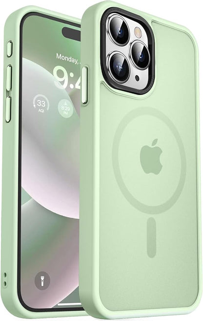 MOCCA Strong Magnetic for iPhone 15 Pro Max Case, [Compatible with Magsafe][13FT Military Drop Protection] Slim Translucent Matte Shockproof Case for iPhone 15 ProMax Case 6.7'' - Light Green