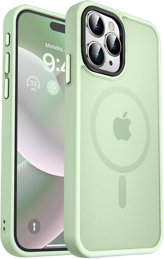 MOCCA Strong Magnetic for iPhone 15 Pro Max Case, [Compatible with Magsafe][13FT Military Drop Protection] Slim Translucent Matte Shockproof Case for iPhone 15 ProMax Case 6.7'' - Light Green