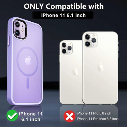 MOCCA Strong Magnetic for iPhone 11 Phone Case,[Compatible with Magsafe][Glass Screen Protector+Camera Lens Protector] Slim Thin Shockproof Cover Case for iPhone 11 6.1 inch, Light Purple