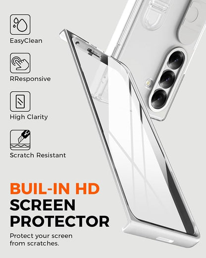 NINKI Transparent Cover for Samsung Galaxy Z Fold 8 Ultra Case with Strap & Screen Protector, Full Body Hinge Protection for Galaxy Fold 8 Ultra Slim Grip for Samsung Z Fold 8 Ultra Case Stand Clear
