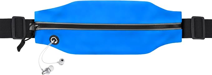 Slim Running Belt For Men and Women Waist Fanny Pack Phone Holder Pouch Bag Reflective Zipper Pocket Workout Cycling Fitness Bright Blue
