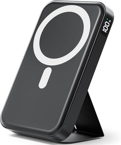 for Magsafe Power Bank, 10000mAh Wireless Portable Charger with Foldable Stand, 20W PD Fast Charging, Travel Essential for Magsafe Battery Pack, Compatible with iPhone 17/16/15/14 Series