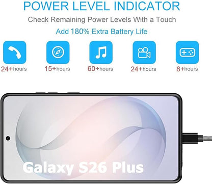 Battery Case for Galaxy S26 Plus , Upgraded 12000mAh Portable Protective Wireless Charging Case Compatible with Galaxy S26 Plus 5G (6.7 inch) Rechargeable Extended Battery Pack Charger Case (Black)