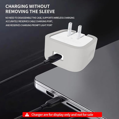 Soft Silicone Charger Case Compatible with Apple 40W USB-C Dynamic Power Adapter with (60W Max), Shockproof & Scratch Resistant Cover, Grey