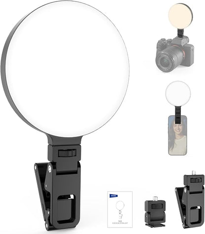NEEWER Entry Level Version LED Selfie Ring Light, 4.8W Bi Color Edge Lit Clip Phone Fill Lighting with 2000mAh Battery, CRI90+ for Camera Laptop Computer Webcam Video Conference Makeup Recording, N23