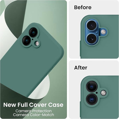 FireNova Designed for iPhone 16 Case, Silicone Upgraded [Camera Protection] Phone Case, Soft Anti-Scratch Microfiber Lining Inside, 6.1 inch, Midnight Green
