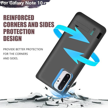 Battery Case for Samsung Galaxy Note 10+ Plus 5G, 6000mAh Rechargeable Extended Battery Charging Charger Case, Add 100% Extra Juice Black