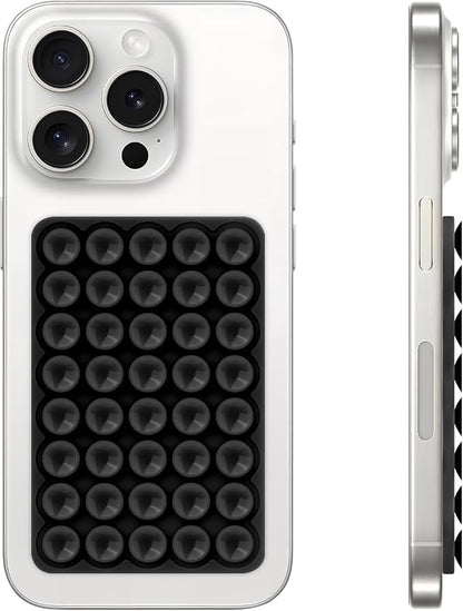 QxbBox Silicone Suction Cup Phone Case Mount, Hands-Free Strong Grip Holder for Selfies and Videos, Silicon Adhesive Phone Stand Sticky with Higher Suction Power for Cell Phone Black