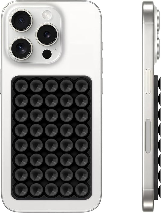 QxbBox Silicone Suction Cup Phone Case Mount, Hands-Free Strong Grip Holder for Selfies and Videos, Silicon Adhesive Phone Stand Sticky with Higher Suction Power for Cell Phone Black