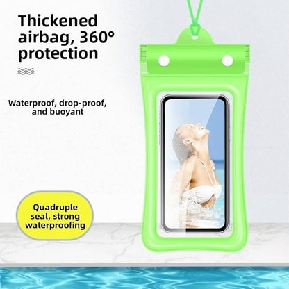 Floating Waterproof Phone Case Full View Swimming Bag Transparent Dry Cover for Underwater Snow Rainforest Use(White)