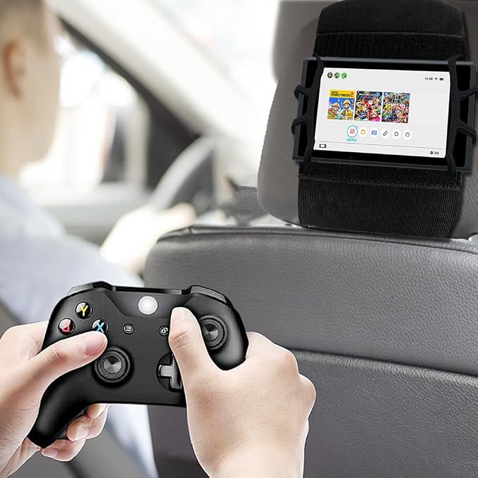 Phone Holder Car, Truck Tablet Headrest Mount, Universal Car iPad Holder with Silicone Net for All Kindle Fire, iPhone and Tablet with - Black (Small Silicone Net (3.5''-7.5''))