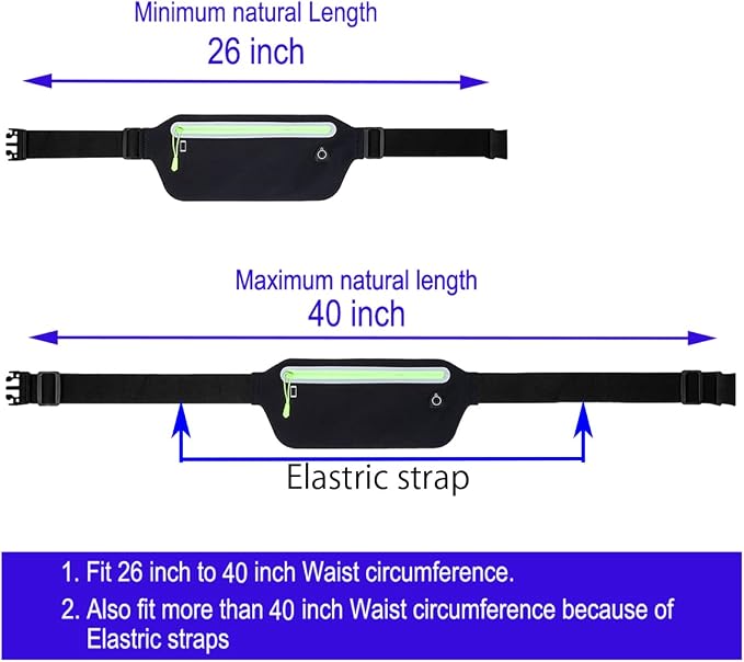 Running Belt,Slim Running Fanny Pack Waterproof Runner Workout Exercise Phone Waist Pack Belt Pouch Bags for Women Men iphone Gym