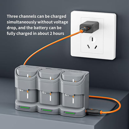 LICAEVEY Battery Charger Case for LPE6N LPE6NH, 3 Slot Multi Function PD Charger with Storage for 2 SD Cards, LED Indicators for Camera Battery