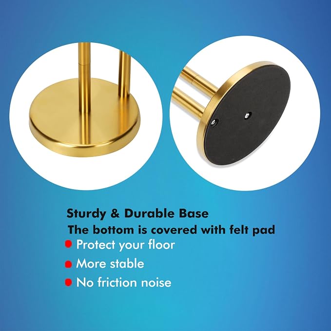 Noonext Gold Toilet Paper Holder Stand, Freestanding Toilet Paper Stand with Tray for Small Items, Toilet Paper Holder with Shelf, Storage Space for 4 Extra Toilet Paper Rolls (Gold)