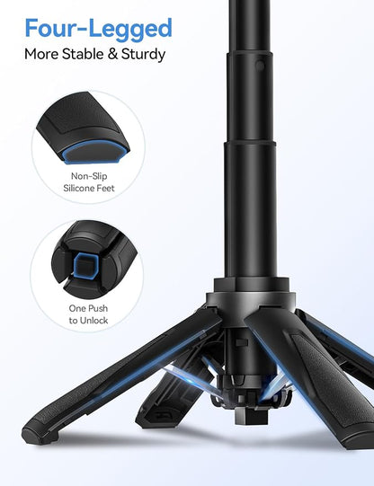 Takerers for Magsafe Tripod for iPhone【Pocket Size】 4-in-1 Portable Magnetic Selfie Stick for iPhone Stand for Video Recording Travel Magnetic Phone Tripod with Remote 【Upgraded 4 Legs】