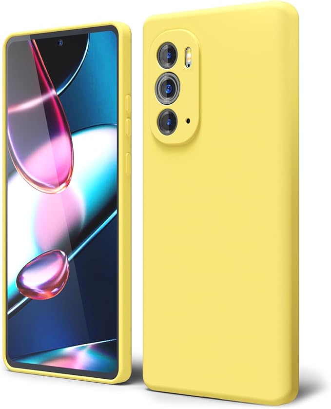 oakxco for Moto Edge Plus 2022/Edge Plus 5G UW 2022 Phone Case Liquid Silicone, Cute Thin Slim Soft Rubber TPU Plain Smooth Gel Cover for Women Girl, Matte Solid Protective & Shockproof, Yellow