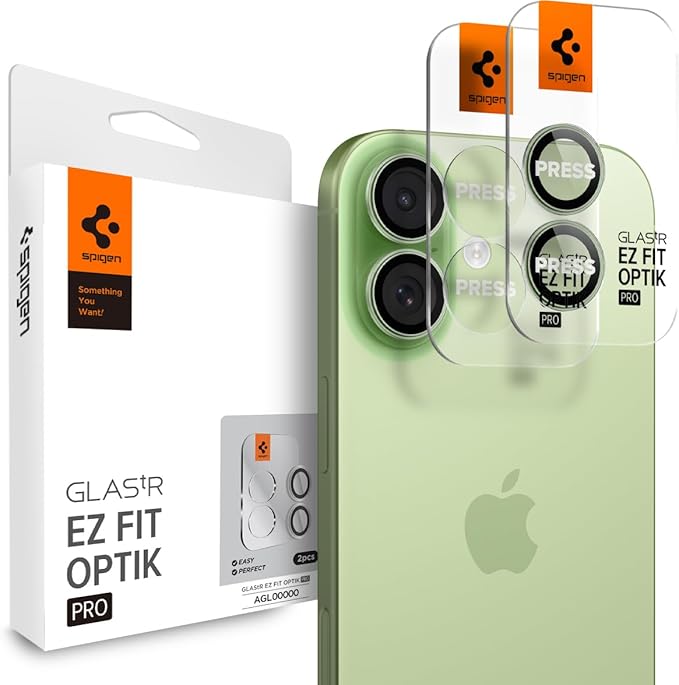 Spigen Camera Lens Screen Protector [GlasTR EZ Fit Optik Pro] Designed for iPhone 17 [Case Friendly] - Sage [2 Pack]