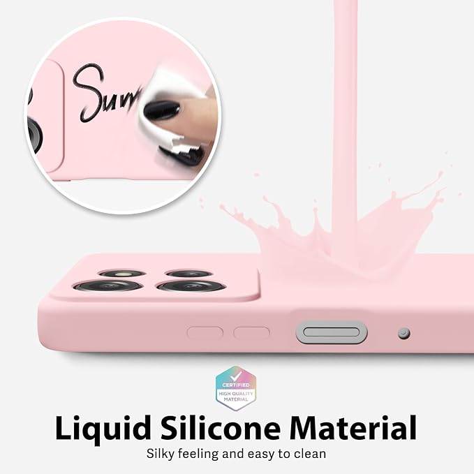 oakxco for Motorola Moto G Power 2025 Case Liquid Silicone, Cute Thin Slim Grip Soft Rubber Gel for Women Men, Smooth Matte TPU Plain Solid Color Girly Simple Case with Camera Cover, Light Pink