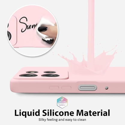 oakxco for Motorola Moto G Power 2025 Case Liquid Silicone, Cute Thin Slim Grip Soft Rubber Gel for Women Men, Smooth Matte TPU Plain Solid Color Girly Simple Case with Camera Cover, Light Pink