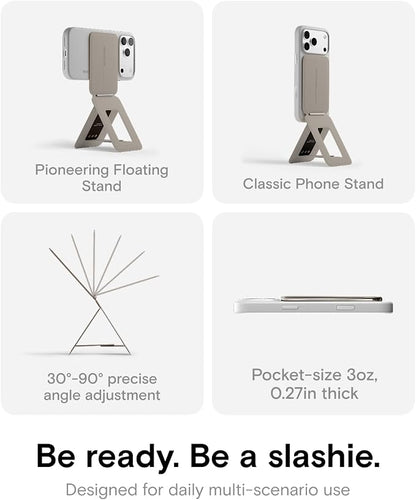 MOFT Phone Tripod Stand Selfie Stick for iPhone, Multi-Angles iPhone Stand, Lightweight & Portable Phone Holder, Strong Magnets, MOVAS Vegan Leather, Travel Essentials, Taupe (Without Card Slot)