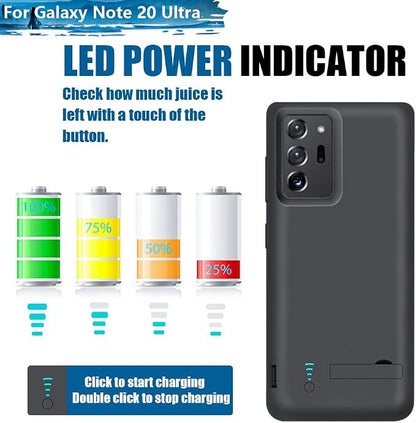 Sitong Battery Case for Samsung Galaxy Note 20 Ultra 5G, 6000mAh Rechargeable Extended Battery Charging Charger Case, Add 100% Extra Juice, Not Compatible with Galaxy S20 Ultra Black