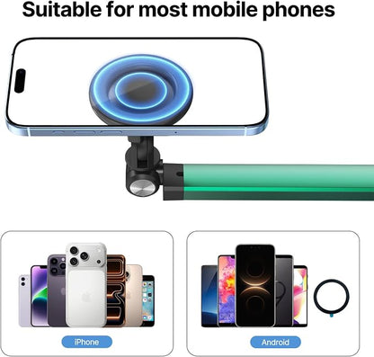 Magnetic Overhead Phone Mount, Cell Phone Stand for Video Recording, 360 Degrees Swivel Tilt Adjustable Floor Camera Filming Tripod. Content Creator Phone Holder, for iPhone/Android (L11-CX)