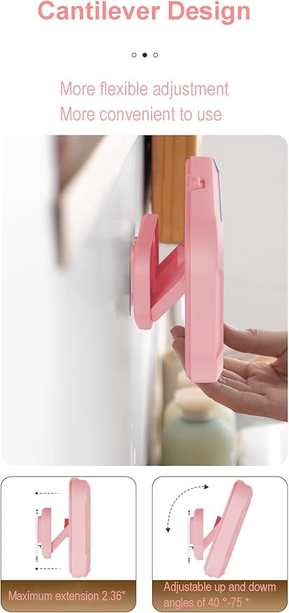 Shower Phone Holder Waterproof - 360° Bathroom Wall Phone Mount Stand Water Proof Anti Fog Case, Suitable for Phones Under 7 inches (Second Generation Pink)
