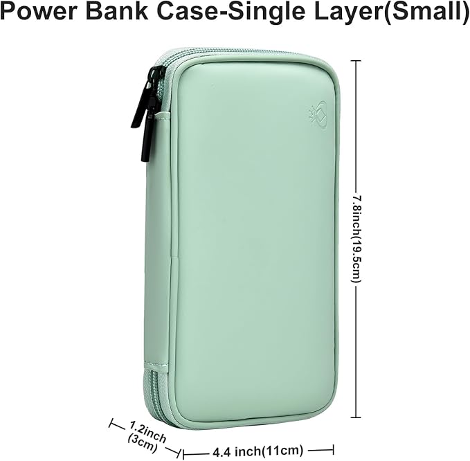 Portable Charger Organizer Travel Case Shockproof Power Bank Bag for Anker/Jackery/RAV/10000mAh Power Bank Leather Electronic Case for PowerCore(Light Green, Single Layer-Small)