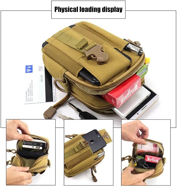 Tactical Phone Pouch, Cell Phone Holster Pouch, Multipurpose EDC Belt Bag, Belt Purse with Cell Phone Holster Holder for Workout Hiking Camping Outdoor Tear