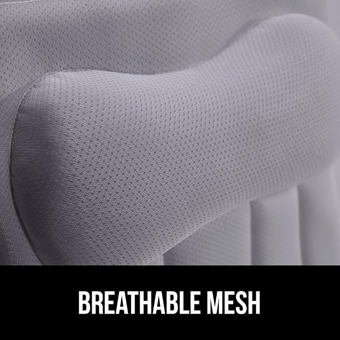 GORILLA GRIP Bath Pillow for Tub, 6 Strong Suction Cups, 4D Mesh FlexComfort Headrest for Neck, Head and Back Support, Luxury Machine Washable Pillows, Bathtub Accessories, Spa Gifts for Women, Gray