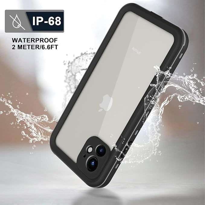 for iPhone 11 Waterproof case 6.1'', Rugged Case with Screen Protector, Shockproof Full-Body Dustproof Case for iPhone 11 - Black