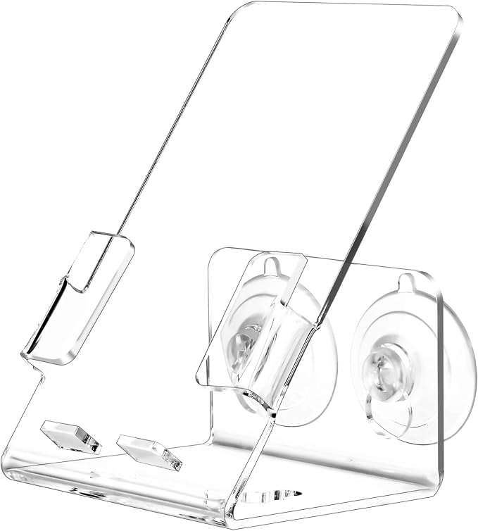Bath&Shower Cell Phone Stand Holder-Handset Bracket-Suction Cup Bracket -Suction Cup Holder, Holder's Tray Mounted with Two Strong Suction Cups Suit for Most Cell Phones