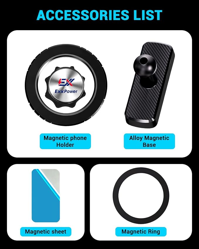 Magnetic Golf Cart Phone Holder Pro，Phone Mount - 360° Rotating, Heavy-Duty Mount for Swing Recording, Golf Cart & Universal Use, Perfect Stocking Stuffer for Men, Dad, Husband, Golfers
