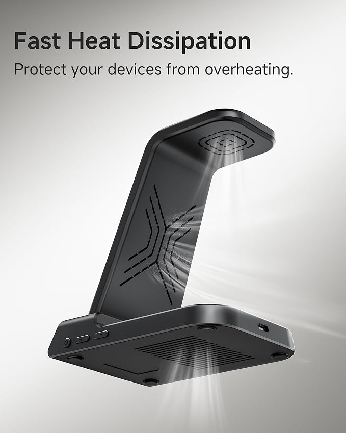 Wireless Charger for iPhone 17, 3 in 1 Charging Station for Apple Watch Watch 11/10/9/8/7/6/5, Ultra 3/SE 3, for iPhone 17/16/15/14/13/12/11/X Series, for Air Pods Pro 3/4/Pro 2 (No Adapter)