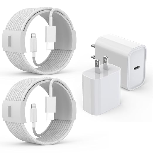 Compatible with iPhone 14 Charger Fast Charging,Fast Charger 2Pack 10Foot Extra Long Braid Woven Cable Cord with PD Charging Block Cube Compatible with iPhone 14/13/12 Pro/12 Pro Max/11