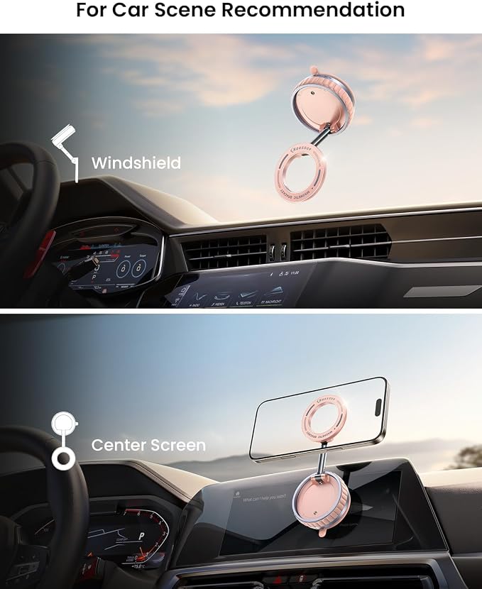 2026 Upgraded Vacuum Suction Cup Phone Mount for Magsafe [109+LBS Strongest Suction], 360° Adjustable Foldable Vacuum Magnetic Phone Holder for Car [24 N55 Stronger Magnets], for iPhone 17/16/15/14/13