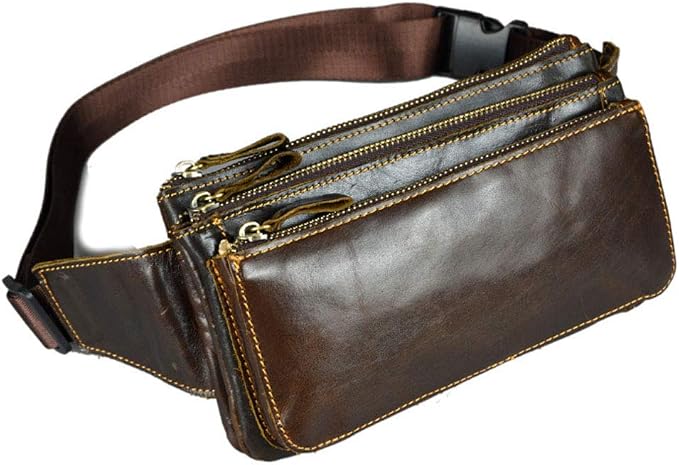 Hebetag Leather Fanny Pack Waist Bag for Men Women Outdoor Travel Hunting Hiking Camping Hip Bum Belt Cell Phone Purse Wallet Pouch