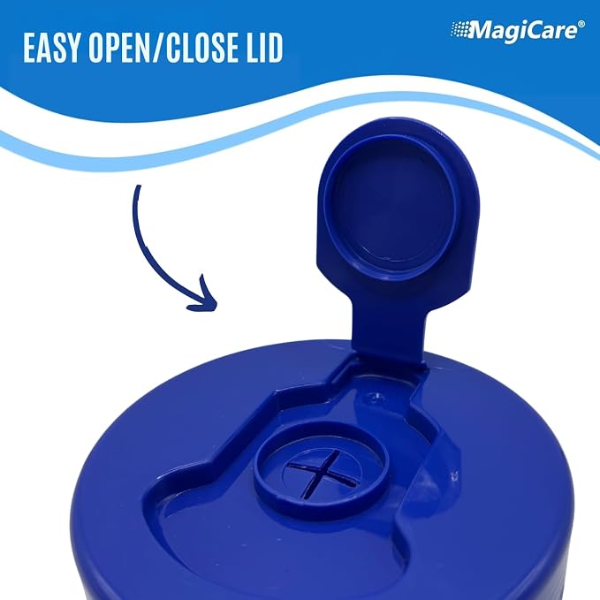 MagiCare 75% Large Alcohol Wipes (2 Canisters) - Alcohol Hand Sanitizing Wipes, Unscented - Premium Hand Wipe, Sanitizer Wipe - Home, Classroom, Cleaning, Camping - 2, 100ct Canisters (200pcs)