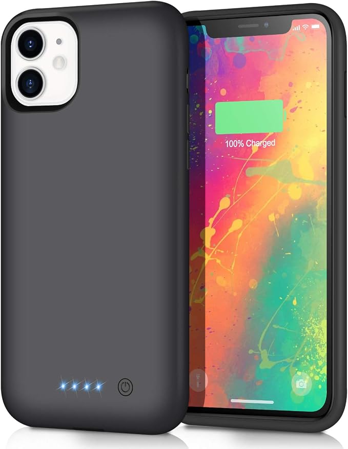 Feob Battery Case for iPhone 11,[2025 Upgraded] 6800 mAh Ultra-Slim Portable Extended Charger Cover for iPhone 11 Charging Case (6.1 Inch)-Black