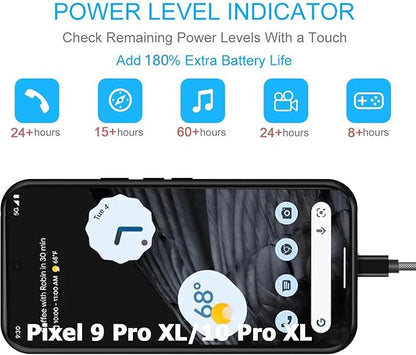 Battery Case for Google Pixel 9/10 Pro XL, 10000mAh Portable Protective Charging Case with Wireless Charging Compatible for Pixel 9/10 Pro XL (6.8 inch) Battery Pack Charger Case with Carplay (Black)